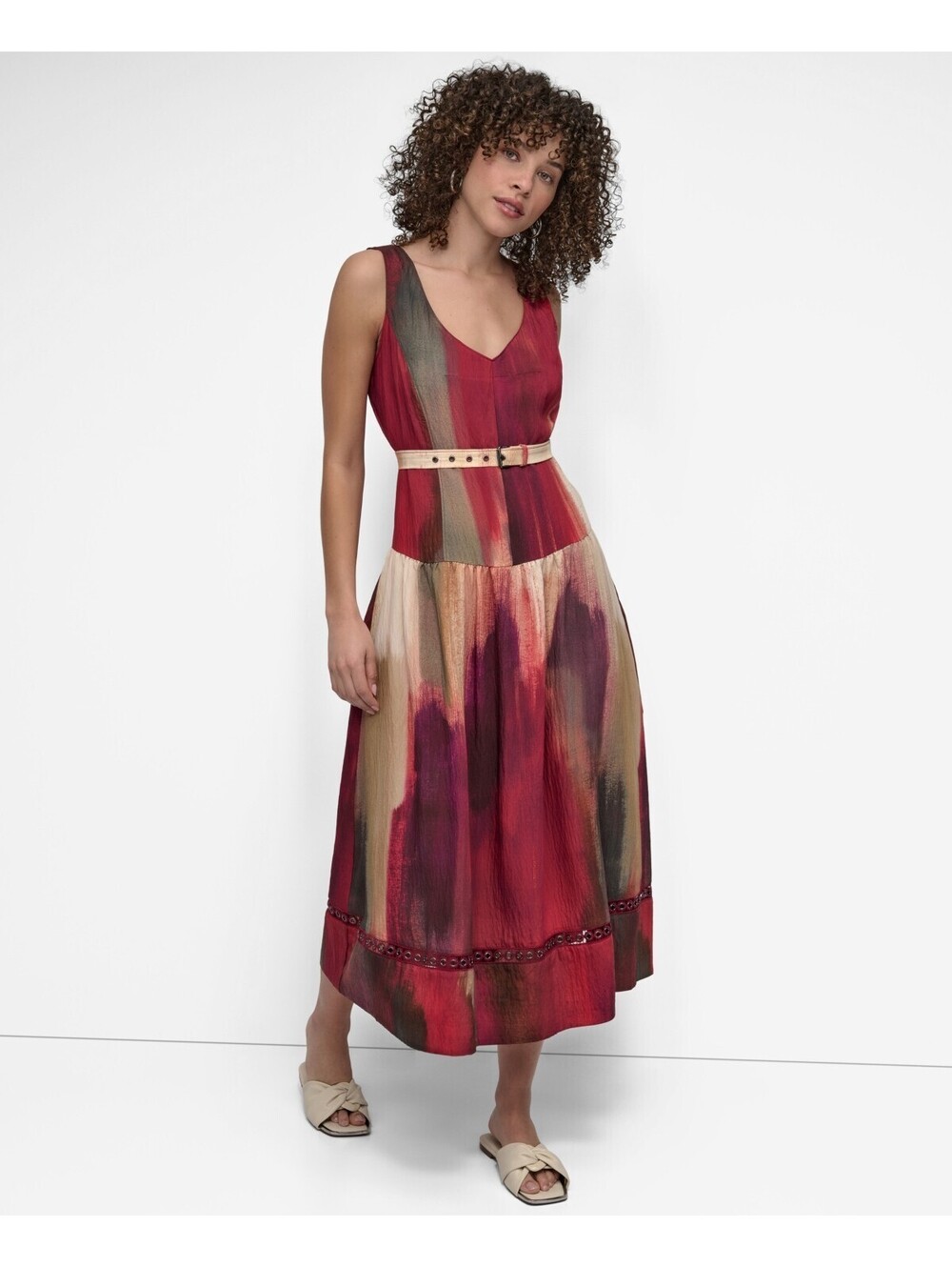 DKNY Womens Abstract-Print Midi Dr June Brush Stroke 10